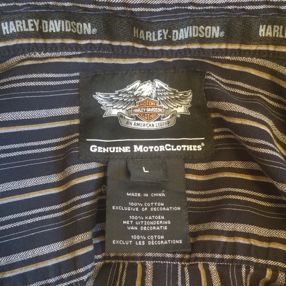 Harley-Davidson striped button down short sleeve - Picture 7 of 8